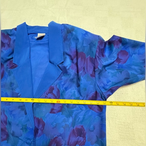 80s/90s G.w. Blue Floral Polyester three pieces set. - Picture 11 of 16